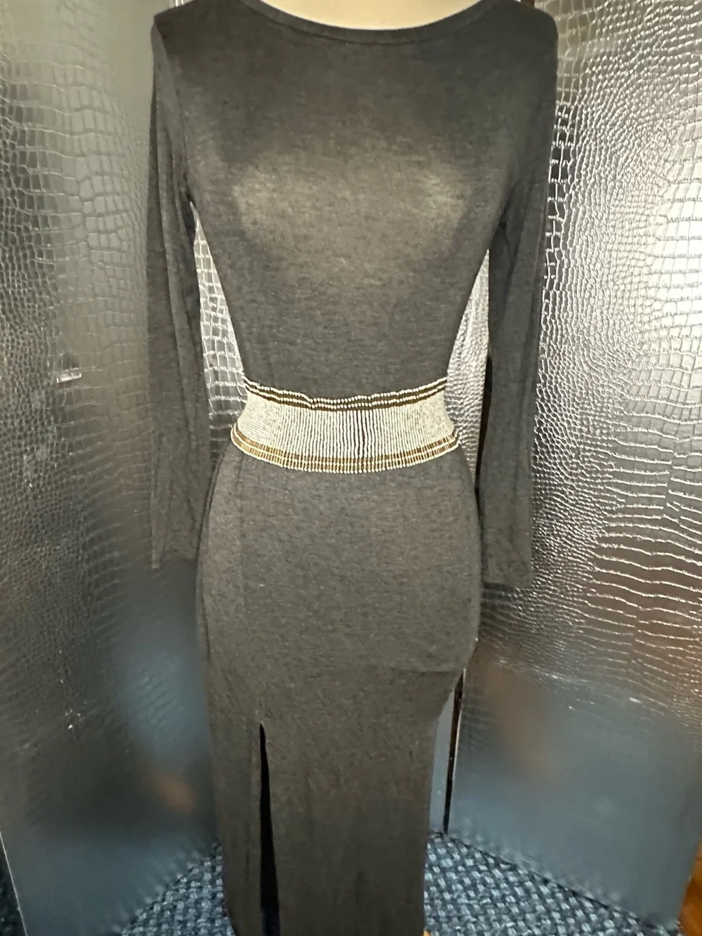 Beaded Waist Belt in White and Gold